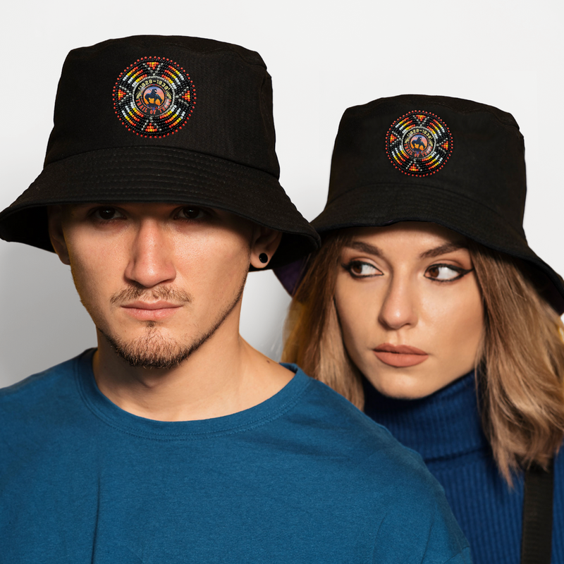 Trail of Tears Beaded Unisex Cotton Bucket Hat with Native American