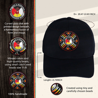 MMIW Cotton Unisex Baseball Cap Beaded Glass Patch With A Native American Style