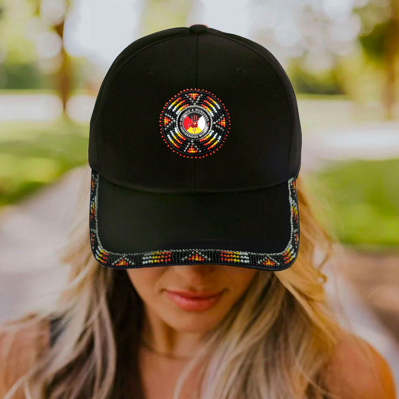 MMIW Cotton Unisex Baseball Cap With Beaded Patch Brim Native American Style