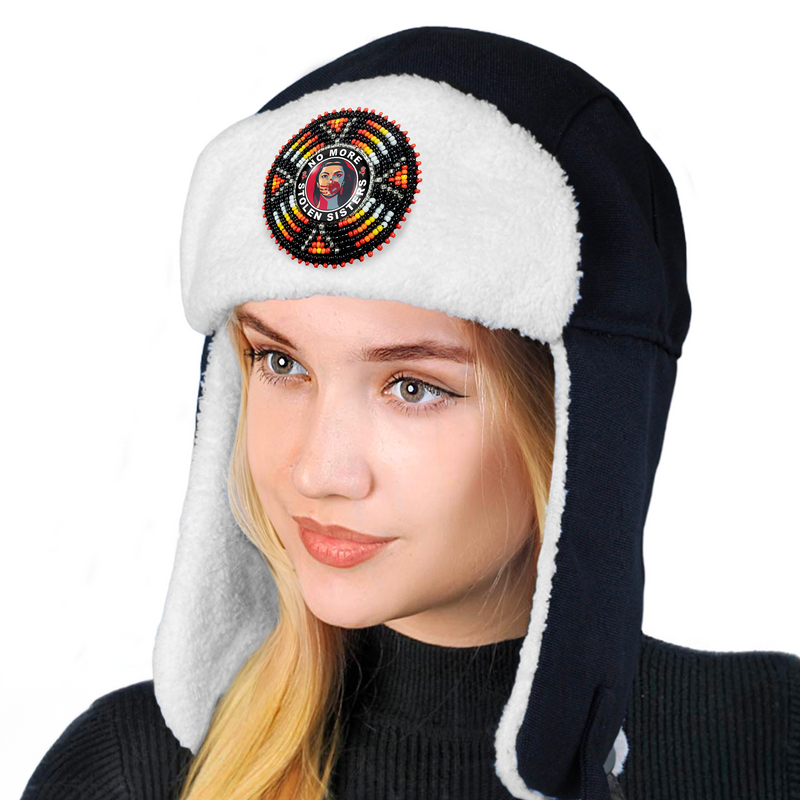 No More Stolen Sister Beaded Winter Trapper Hats For Men Women Native American Style