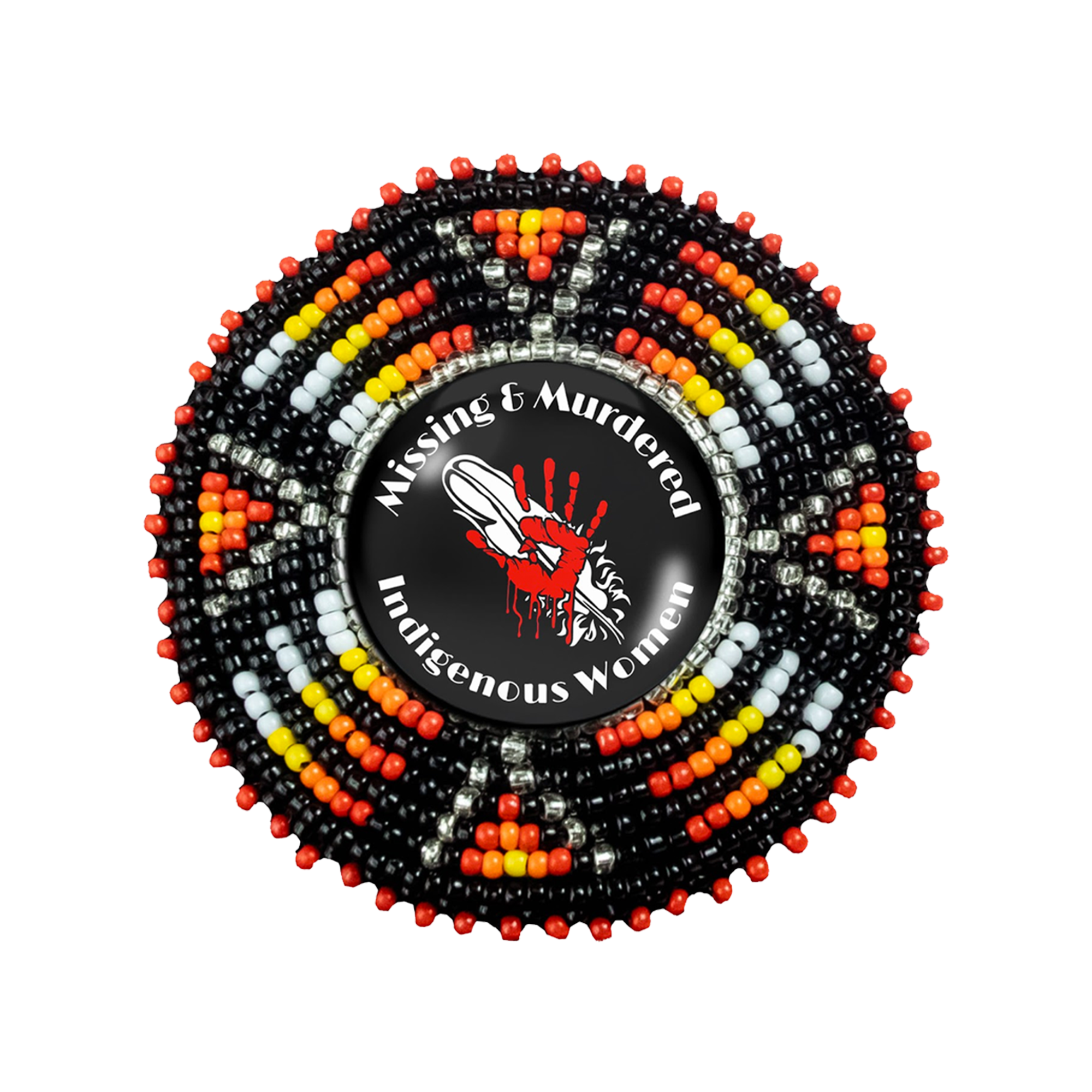Missing and Murdered Indigenious Women 2 Sunburst Beaded Patch Necklace Pendant