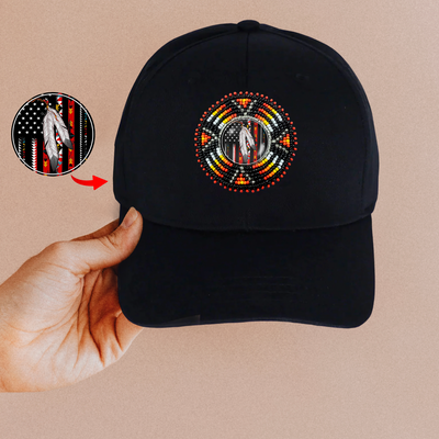 Feather Cotton Cap  With Patch Cotton Unisex Native American Style