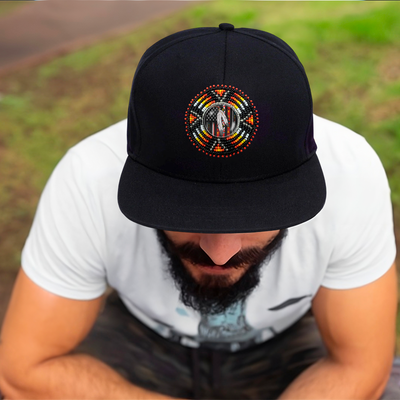 Native Flag Beaded Snapback With Patch Cotton Cap Unisex Native American Style
