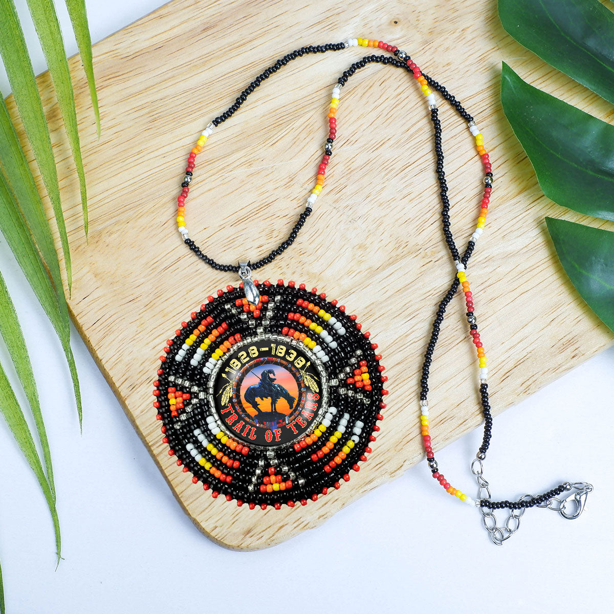Trail of Tears Beaded Sunburst Handmade Beaded Wire Necklace PendantUnisex With Native American Style