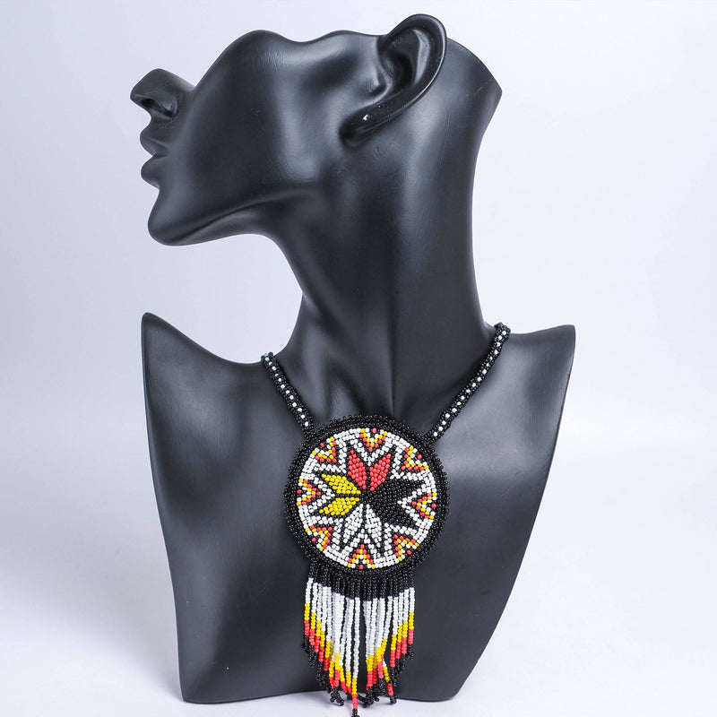 MMIW Medicine Wheel Star Long Handmade Beaded Premium Necklace For Women Native American Style