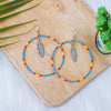 Turquoise Round Pattern Beaded Handmade Earrings For Women