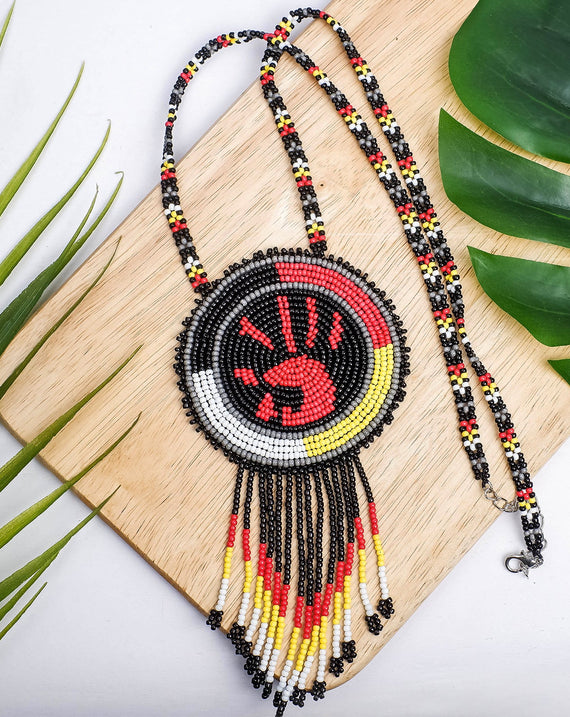 MMIW Handprint Beaded Handmade Choker Necklace Premium For Women Native American Style
