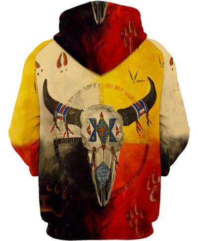 Native Buffalo Skull 3D Hoodie - Native American Pride Shop