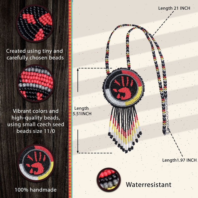 MMIW Handprint Beaded Handmade Choker Necklace Premium For Women Native American Style