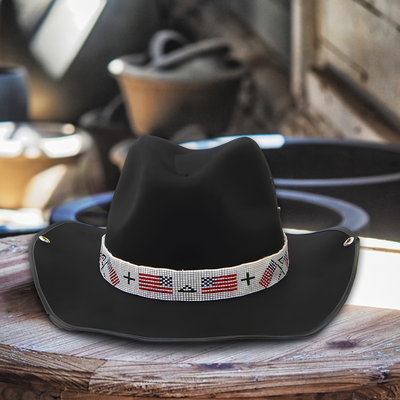 American Patriotic Southwestern Hat Band Beaded Belt Handmade IBL