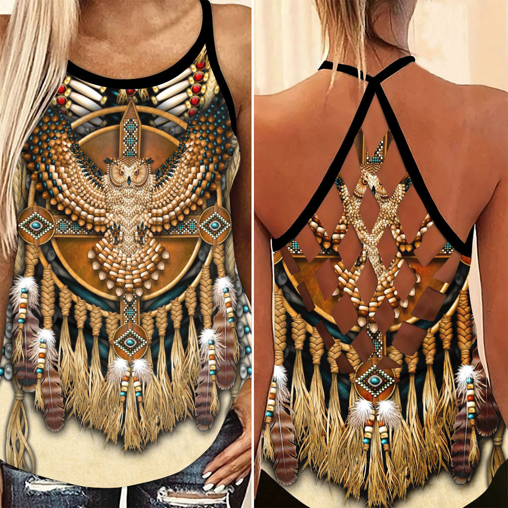 Native American Peace Limited Criss Cross Tank Top WCS