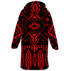 Native American Red Pattern Horn Button Long Fleece Windbreaker WCS