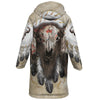 Buffalo Skull Horn Button Long Fleece Windbreaker WCS