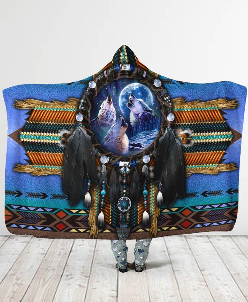 Blue Wolf Hooded Blanket WCS