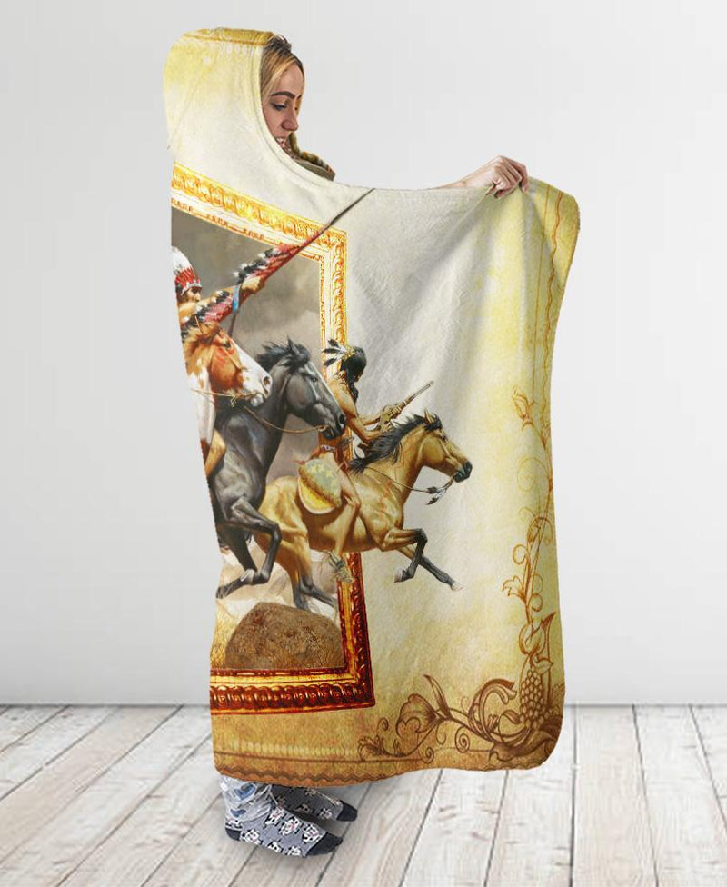 Native Warriors Art Hooded Blanket WCS