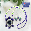 Handmade Beaded Turtle Shape Deep Blue Delica Necklace Earrings Set WCS