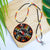 MMIW Red Hand Sunburst Beaded Patch Necklace Pendant Unisex With Native American Style