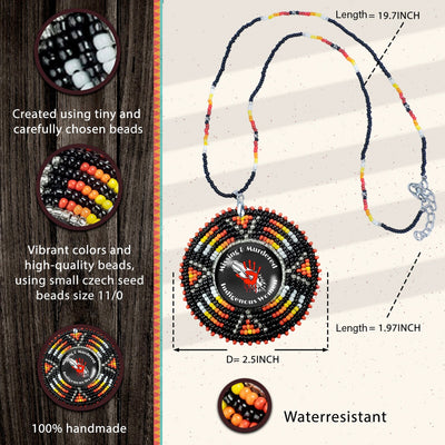 SALE 30% OFF -  Missing and Murdered Indigenious Women 2 Sunburst Beaded Patch Necklace Pendant