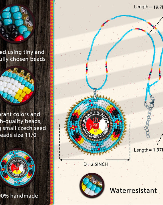 SALE 30% OFF - MMIW Handmade Beaded Wire Necklace Pendant For Women With Native American Style