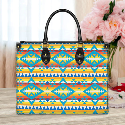 Ethnic Geometric Pattern Leather Handbag WCS045