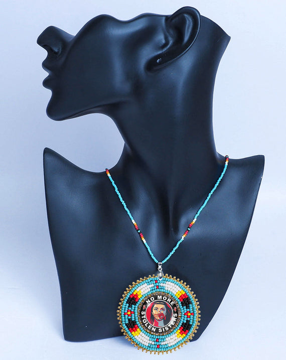 SALE 30% OFF - No More Stolen Sister Feathers Handmade Beaded Wire Necklace Pendant Unisex With Native American Style