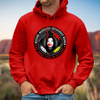 MMIW No More Stolen Sisters Feather Color Red Hand Unisex T-Shirt/Hoodie/Sweatshirt