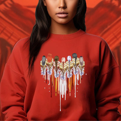 Native American Women Feather Heart Unisex Hoodie/Sweatshirt/T-Shirt 122