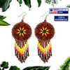 SALE 30% OFF -  Brown Fire Color Flower Round Beaded Handmade Earrings For Women