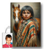 Custom Native American Child and The Horse Portrait Photo Canvas Art Gift Home Decor