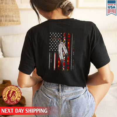 Flag Native American, Indian American Unisex Back T-Shirt/Hoodie/Sweatshirt