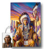 Custom Native American Chief And Scepter Sitting Portrait Photo Canvas Art Gift Home Decor