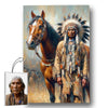 Custom Native American Chief And The Horse Standing Portrait Photo Canvas Art Gift Home Decor