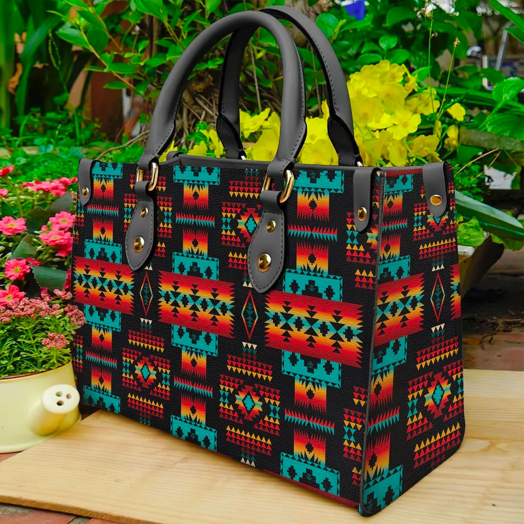 Black Native Tribes Pattern Leather Handbag WCS002