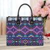 Purple Tribe Pattern Leather Handbag WCS025