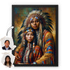 Custom Native American Couple Standing Photo Canvas Art Gift Home Decor