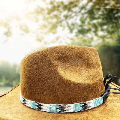 SALE 30% OFF - Handmade Turquoise Blue Black White Cowboy Hatband IBL