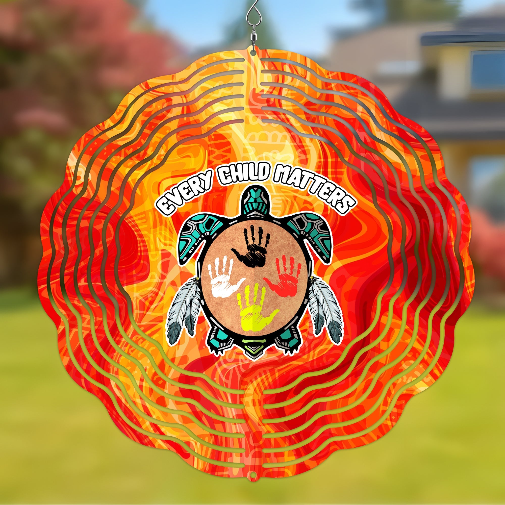 Colorful Native American Turtle Wind Spinner 023