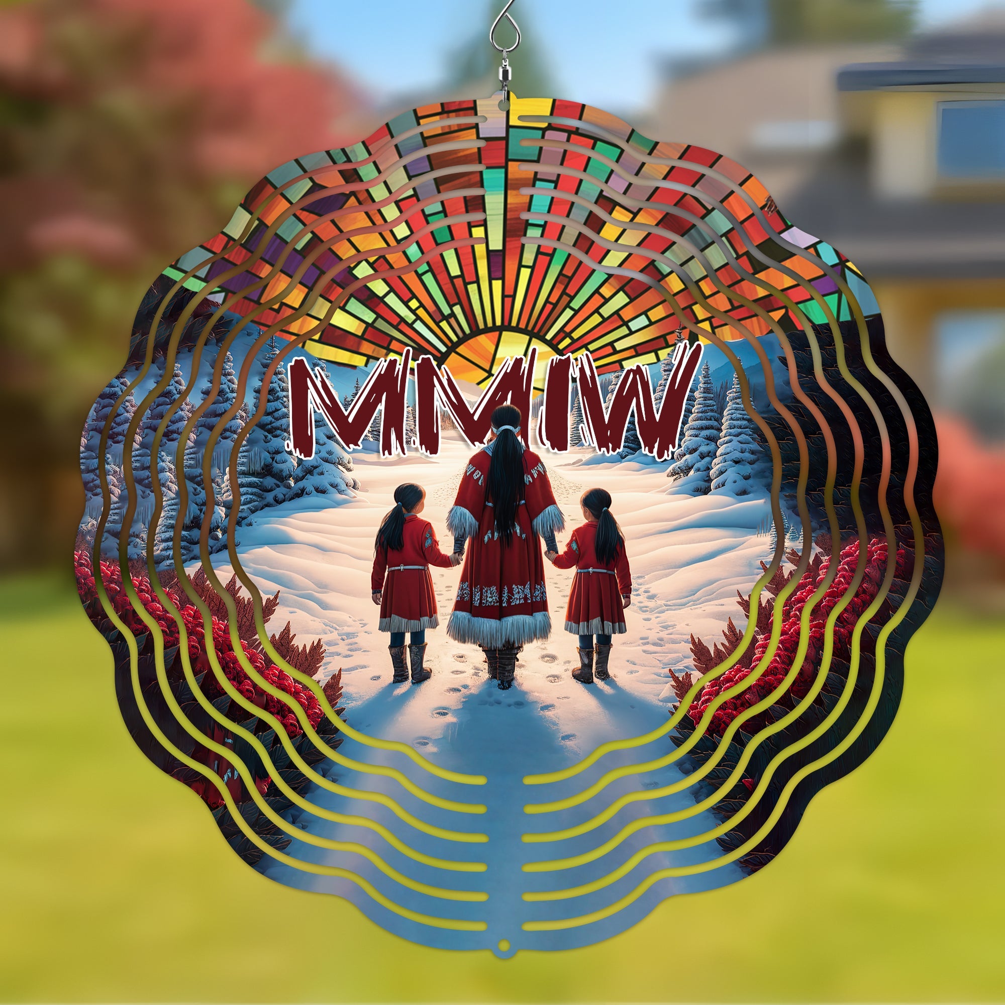 Colorful Native American MMIW Wind Spinner 017