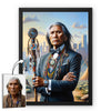 Custom Modern Native American Chief And Scepter Standing Portrait Photo Canvas Art Gift Home Decor