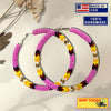 SALE 30% OFF - Handmade 3-Inch Hoop Round Pattern Beaded Earrings for Women