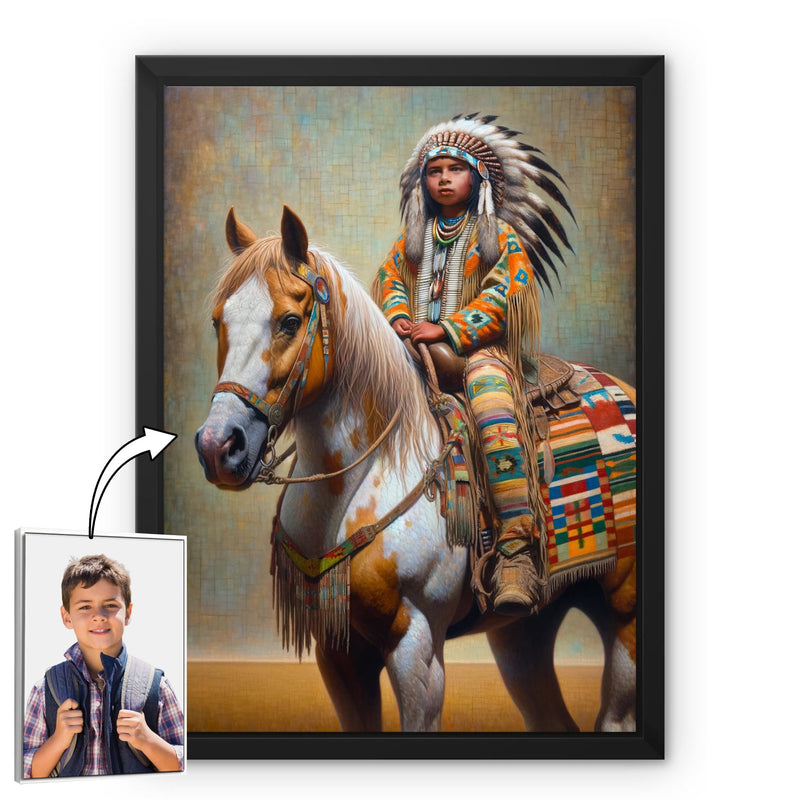 Custom Native American Child And The Horse Photo Canvas Art Gift Home Decor