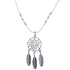 SALE 30% OFF - Long Silver Dreamcatcher Dark Blue Handmade Beaded Necklace For Women Native American Style