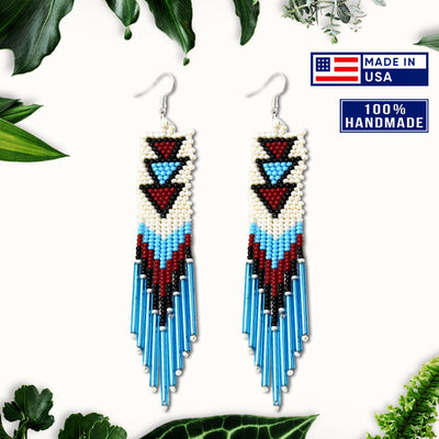 SALE 30% OFF -  Long Beaded Handmade Hook Earrings For Women