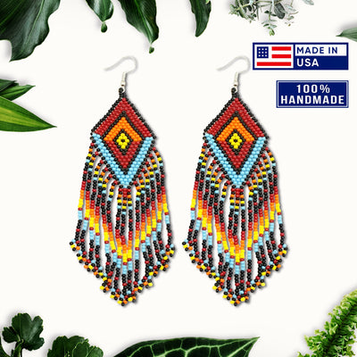 SALE 30% OFF - Native Style Multi-Color Long Beaded Handmade Earrings For Women