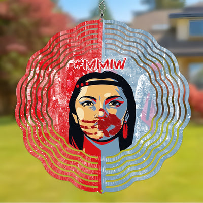 Colorful Native American MMIW Red And Blue Wind Spinner 021