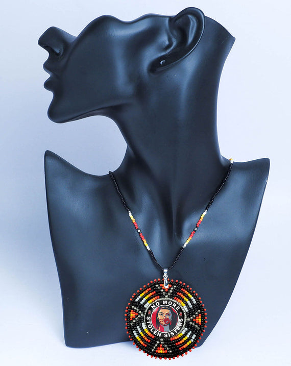 SALE 30% OFF - MMIW No More Stolen Sister Sunburst Handmade Beaded Wire Necklace Pendant For Women