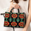 Native American Patterns Black Red Leather Handbag WCS007