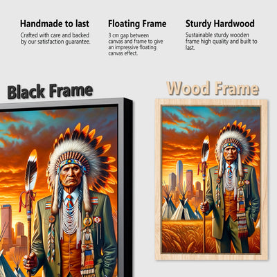 Custom Native American Chief Standing Portrait Photo Canvas Art Gift Home Decor