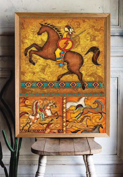 The Orange Native American Horse Poster/Canvas