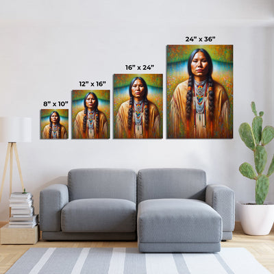 Custom Native American Women Portrait Photo Canvas Art Gift Home Decor